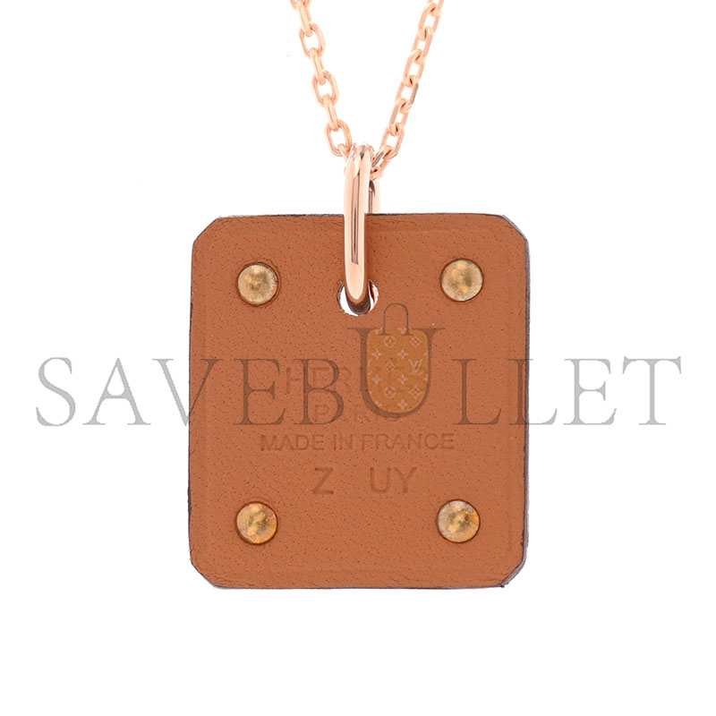 HERMÈS ROSE GOLS PLATED SWIFT AS DE COEUR NECKLACE BLEU BRUME